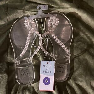 Shade & Shore Transparent Sandals with Pearl Details